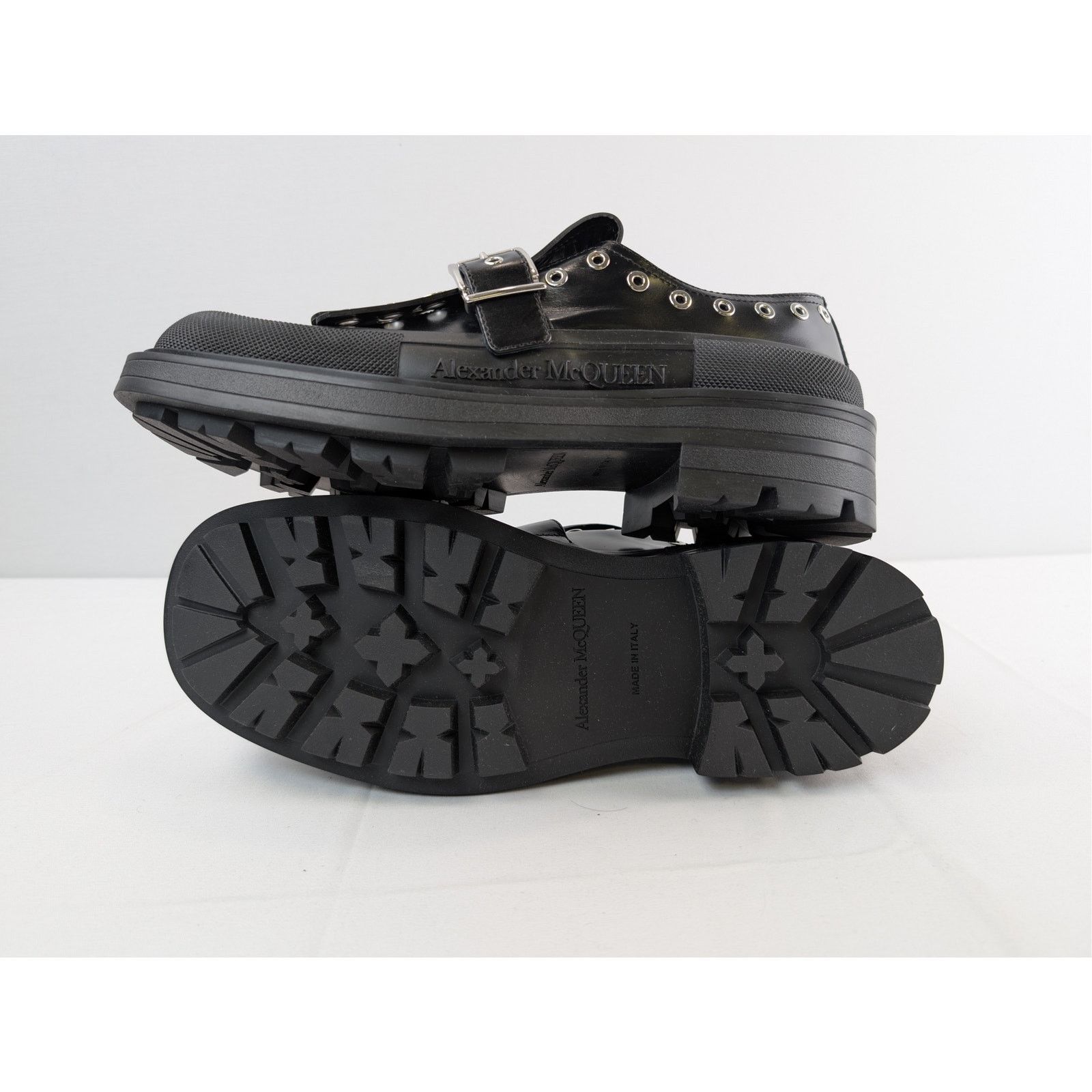 Alexander McQueen o1rshd1 Monk Strap Boxcar Hardware Shoe Tread Boots in Black Size US 11 / EU 44 - 13 Thumbnail