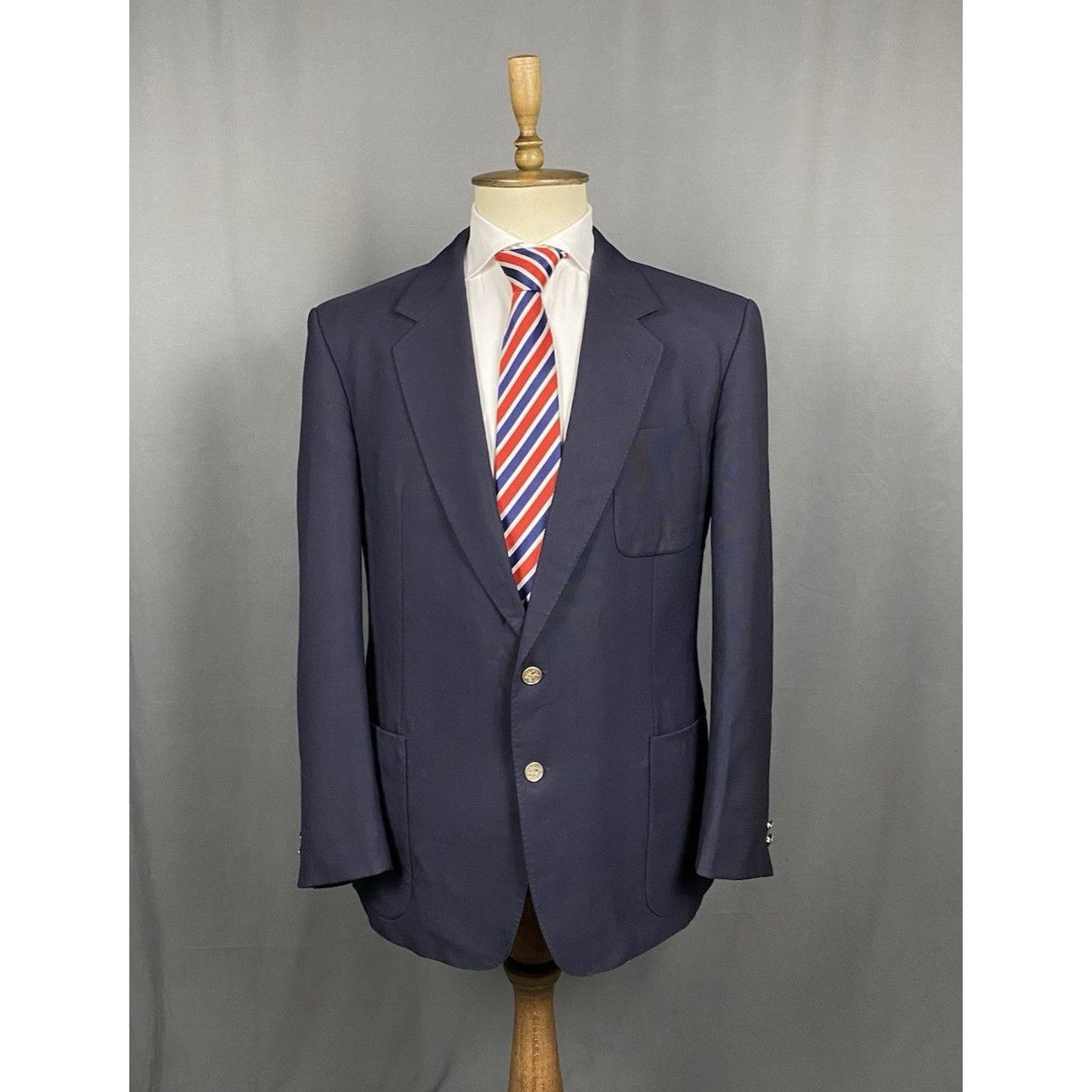Burberry Burberry Vintage Golden Buttons Men's Blue Wool Blazer Jacke Size 52R - 1 Thumbnail