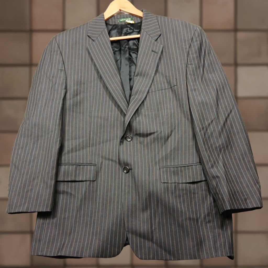 Ralph Lauren Lauren Ralph Lauren Blazer Men's 44R Gray Pinstripe Two Button Wool Size 44R - 1 Thumbnail