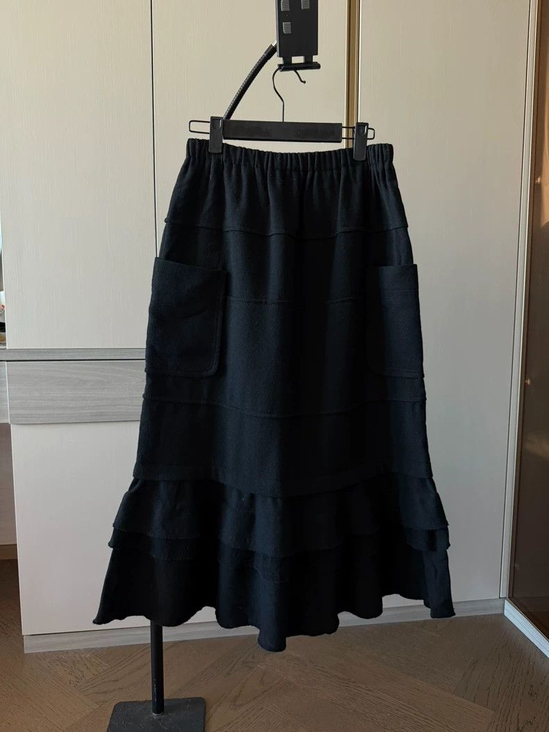 Comme des Garcons CDG BLACK Wool Layered Ruffle Skirt - dmc Size US 30 / EU 46 - 1 Thumbnail