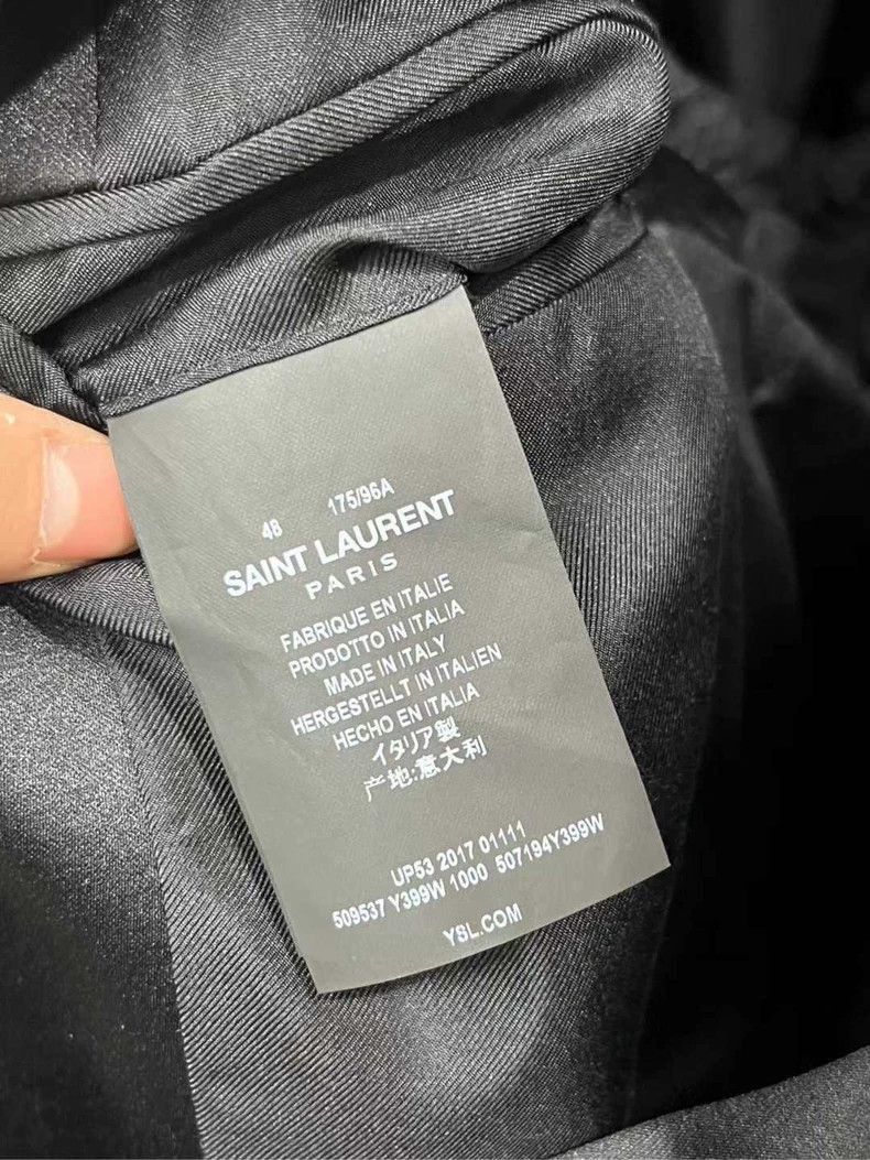 Saint Laurent Paris Black Satin Lapel Suit Jacket-2507 Size US M / EU 48-50 / 2 - 7 Thumbnail