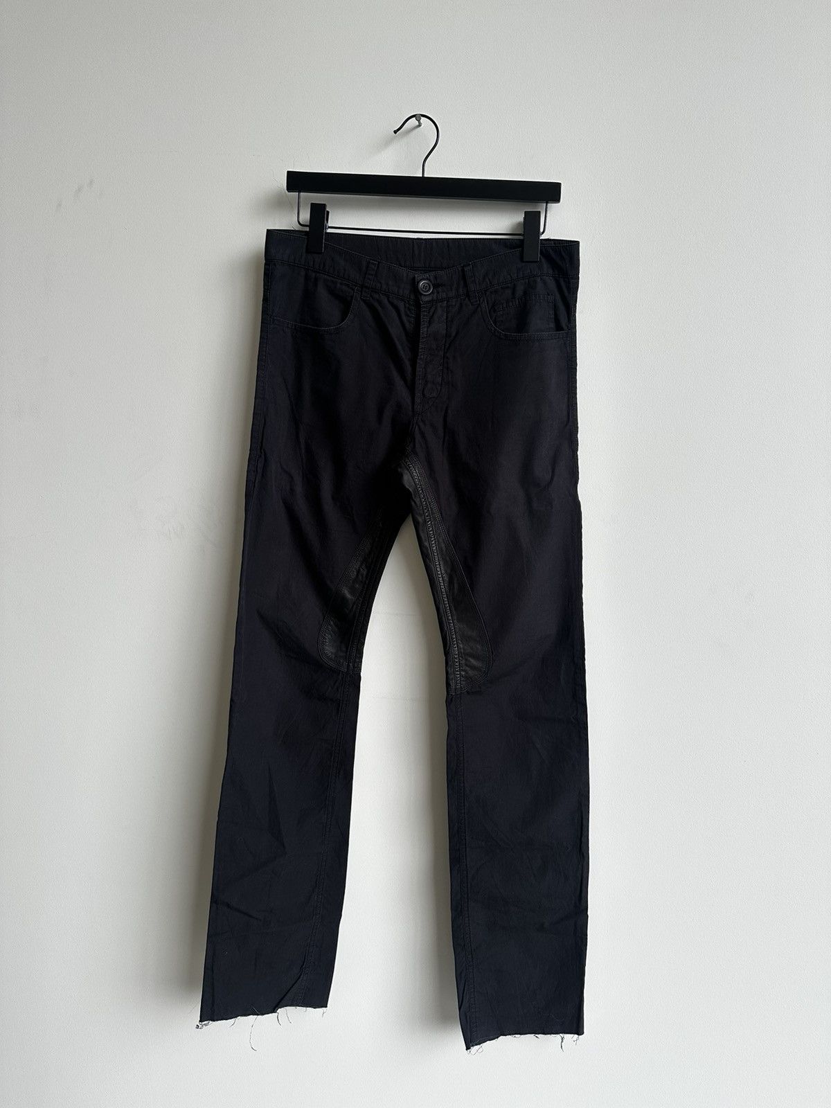 Rick Owens Black Leather Insert Panel Pants Size US 30 / EU 46 - 1 Thumbnail
