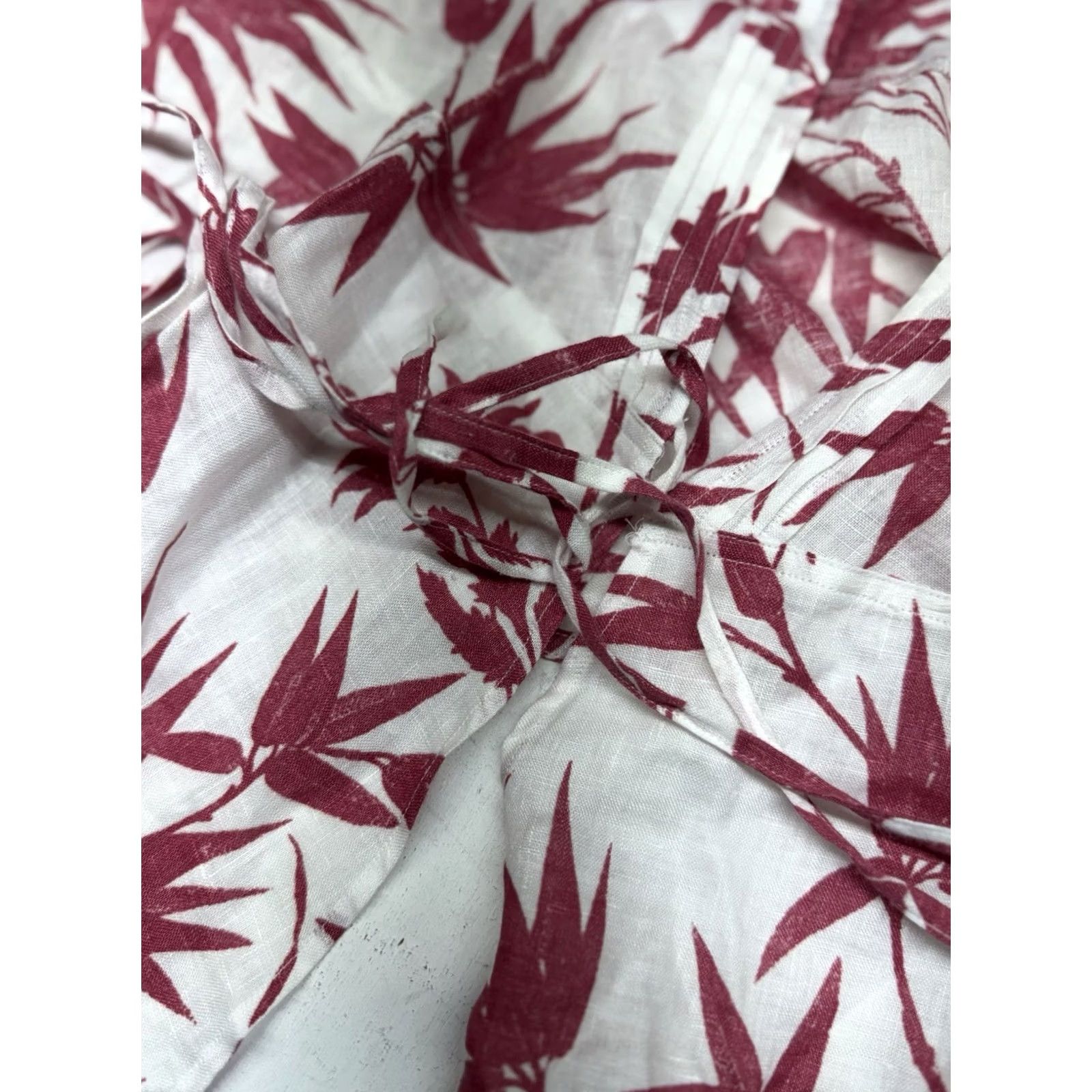 Polo Ralph Lauren Polo Ralph Lauren Womens Linen Floral Print Wrap Top Blouse Red L Floral V-Neck Tie Short Sleeve Casual Summer Women Size L / US 10 / IT 46 - 6 Thumbnail