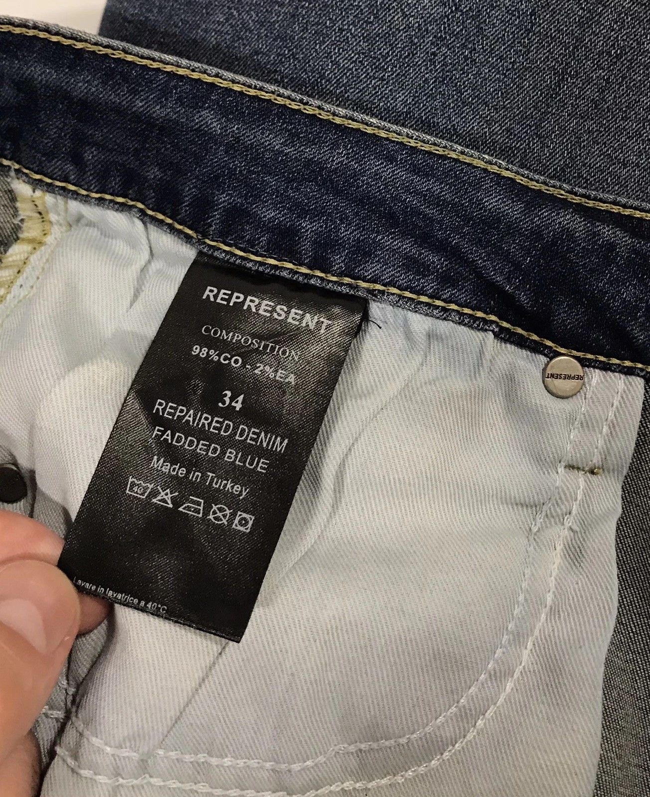 Represent Clo. Represent Jeans Repaired Denim Fadded Blue Size US 34 / EU 50 - 7 Thumbnail