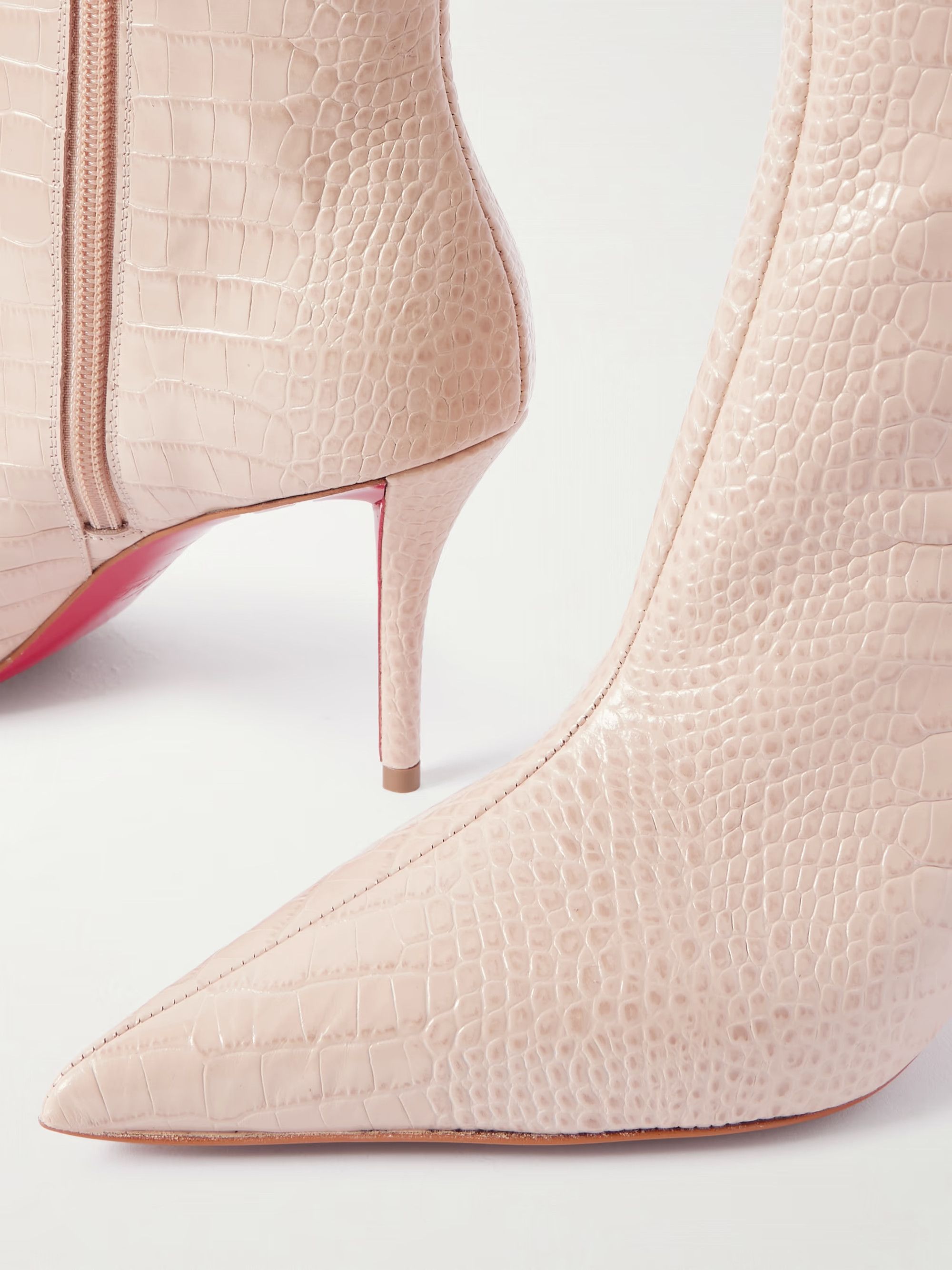 Christian Louboutin Miss Z Booty 80 Pearl Beige Croc Short Ankle Heel Boot 40 Size US 10 / IT 40 - 17 Thumbnail