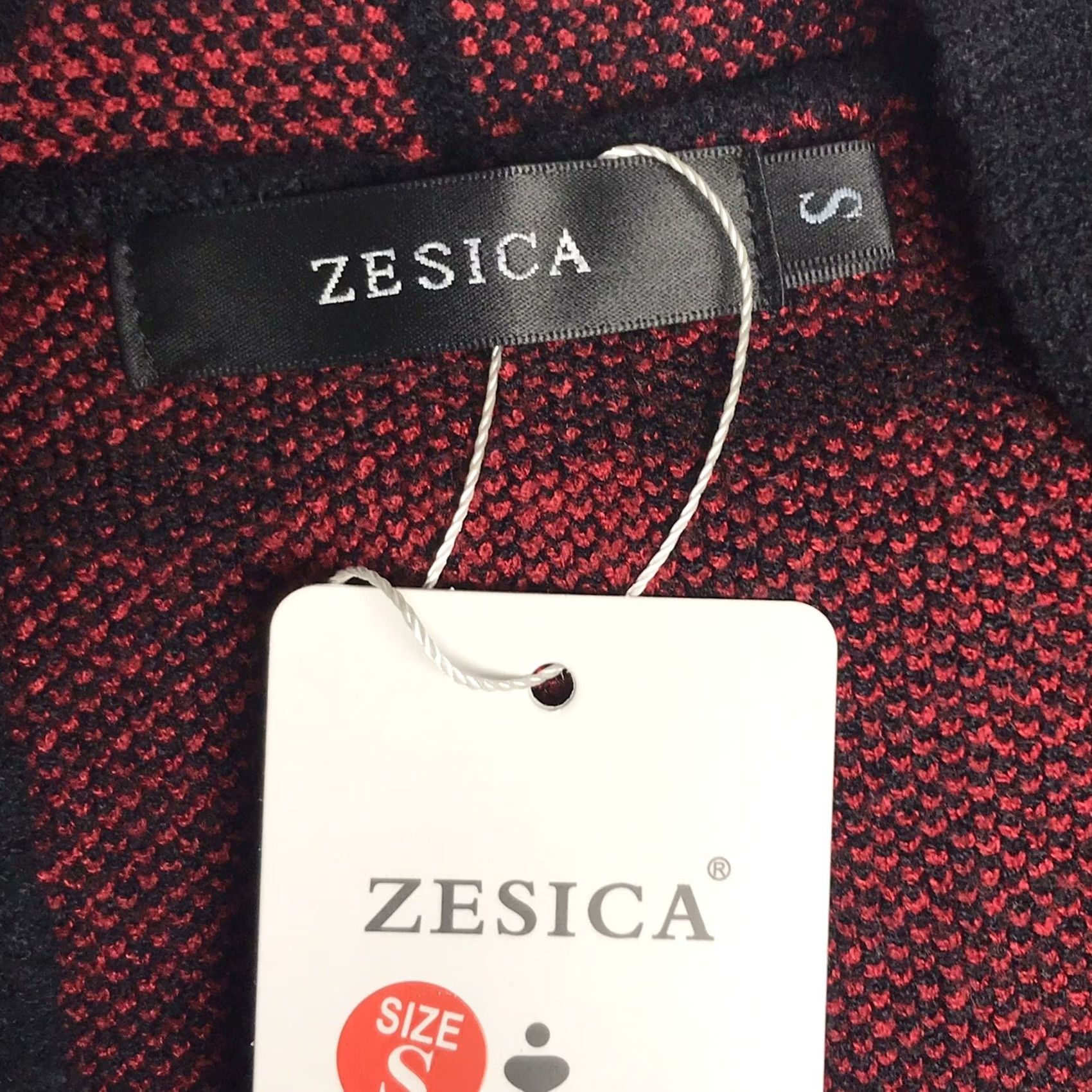 Vintage Zesica Cardigan Sweater Women Red/Black Buffalo Check Plaid Knit Open Front S Size S / US 4 / IT 40 - 2 Thumbnail