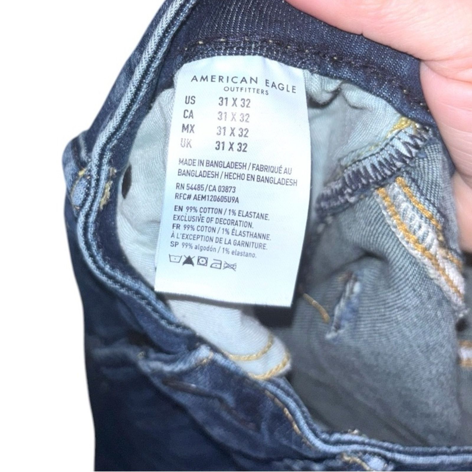 American Eagle Outfitters American Eagle Dark Wash Next Level Flex Slim Straight Jeans Size US 31 - 4 Thumbnail