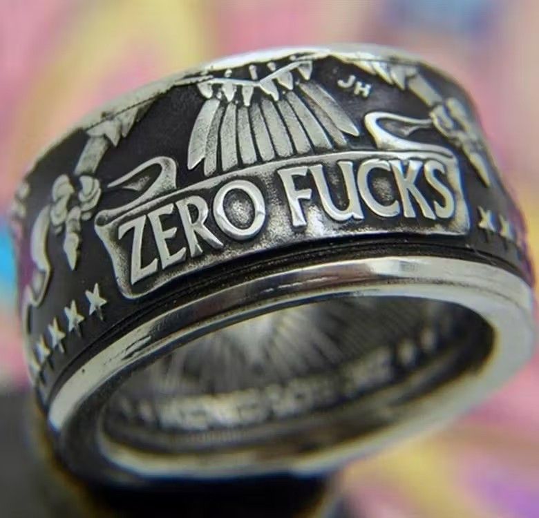 Japanese Brand × Vintage Retro Eagle wing zero fucks men's ring Size ONE SIZE - 1 Thumbnail
