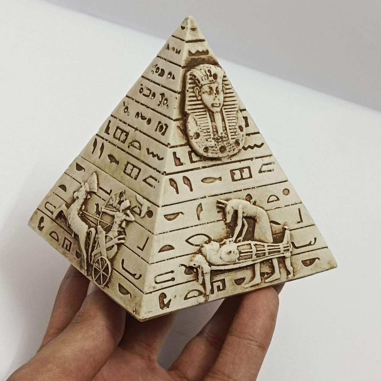 Handmade Egyptian pyramid statue souvenir, hieroglyph design Size ONE SIZE - 3 Thumbnail