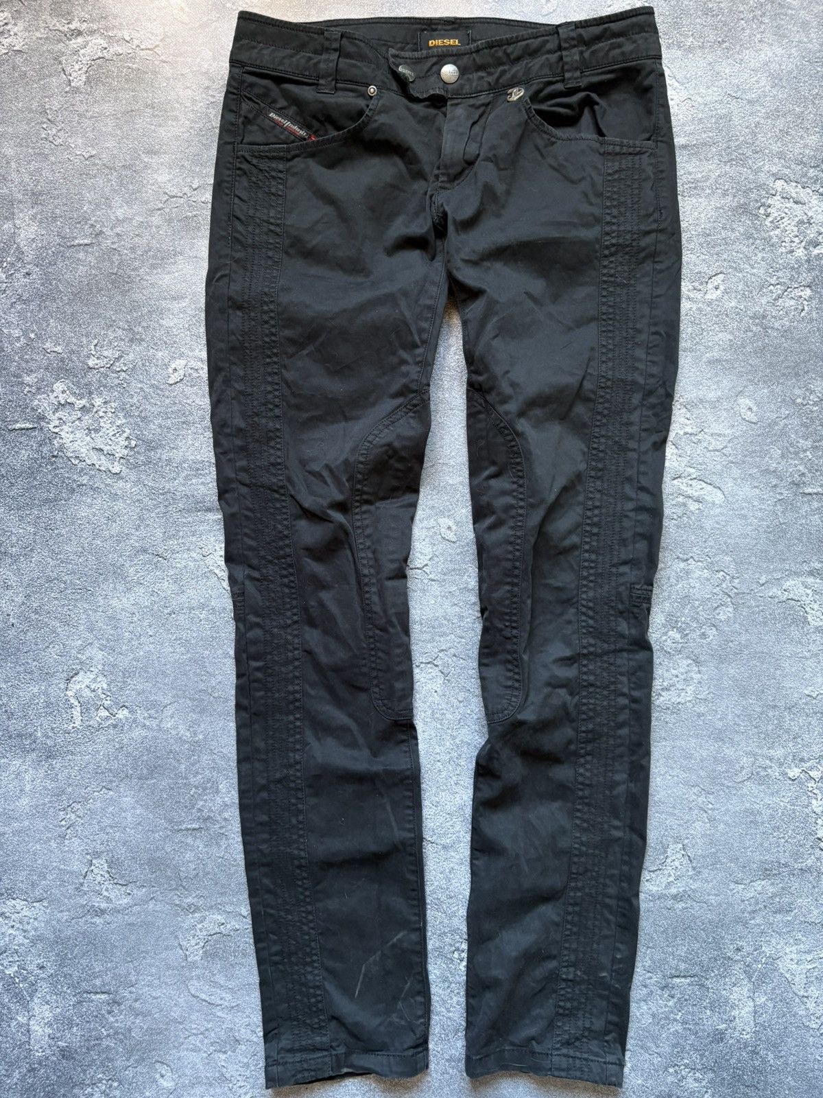 Diesel Vintage 00s Diesel Moto Biker Women’s Black Pants Rare Size 27" / US 4 / IT 40 - 3 Thumbnail