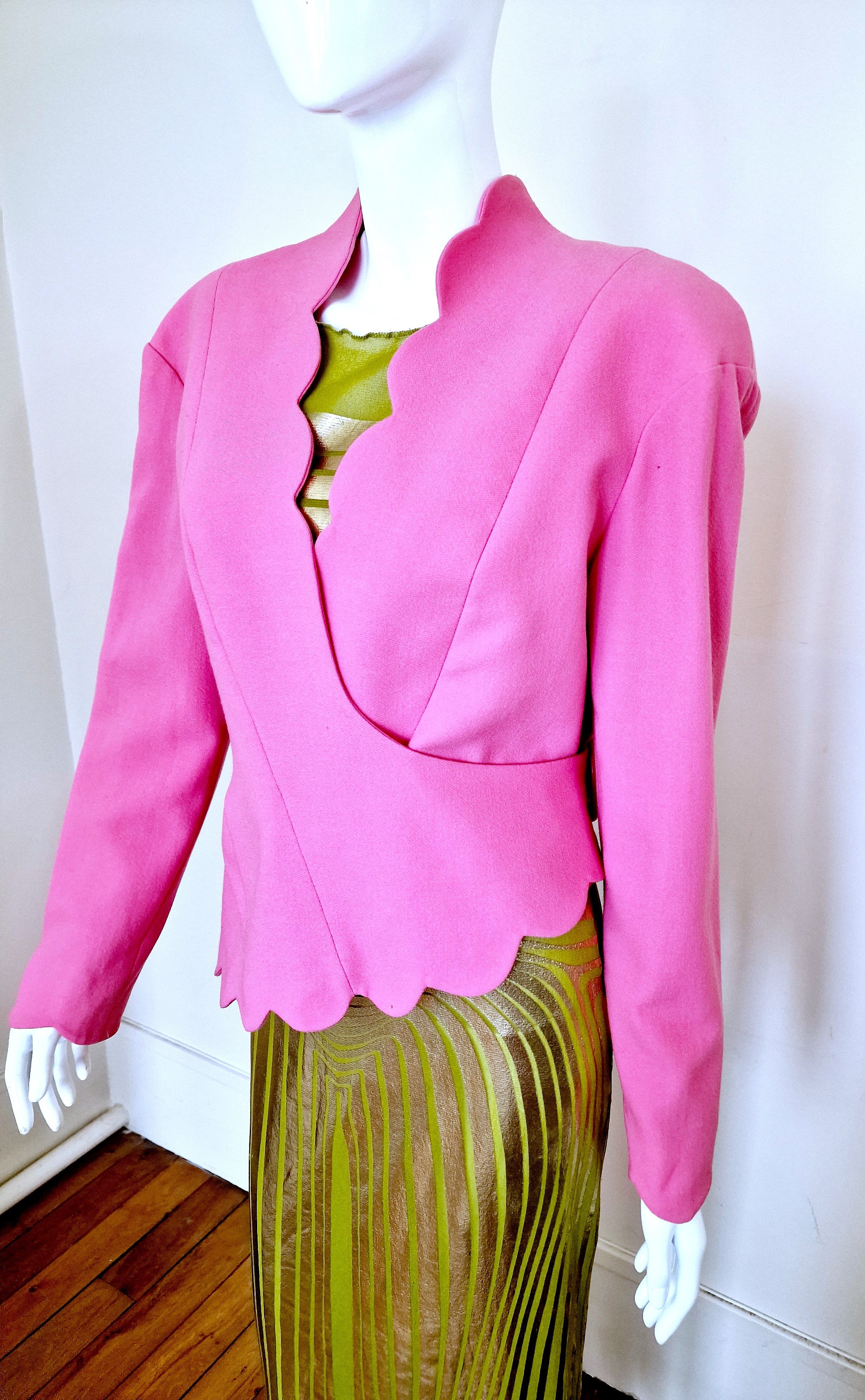 Thierry Mugler Thierry Mugler Asymmetrical Pink Rose Wrapped Large Jacket Size L / US 10 / IT 46 - 2 Thumbnail