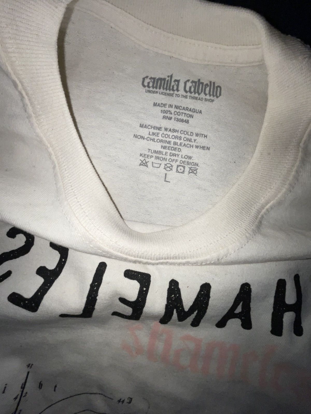 Designer Camilla Cabelo Cream and pink Shamelees NWOT long sleeve tee Size US L / EU 52-54 / 3 - 3 Thumbnail