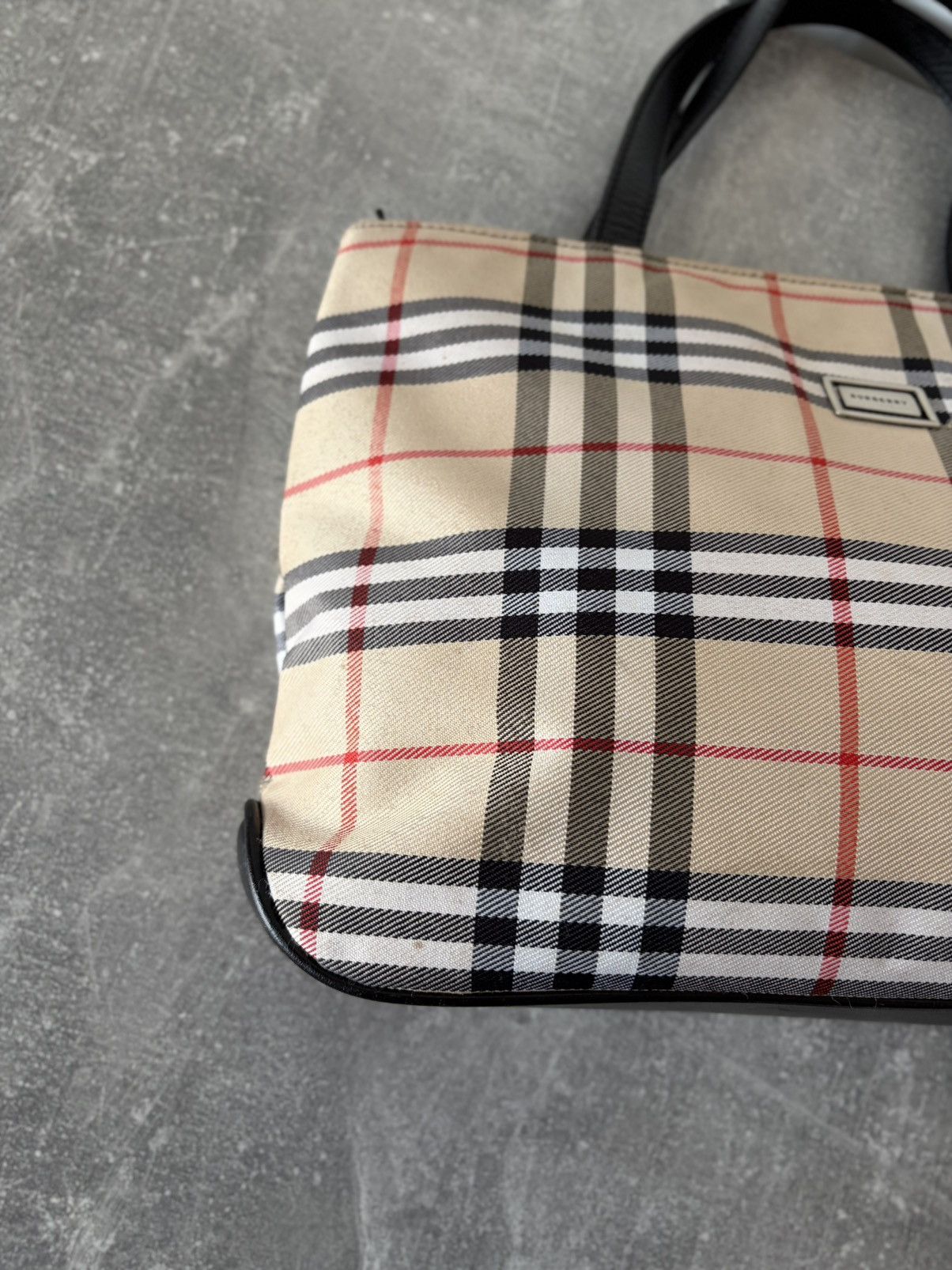 Burberry Rare Burberry Blue Label Tote Nova Check Beige Canvas Bag Size ONE SIZE - 6 Thumbnail
