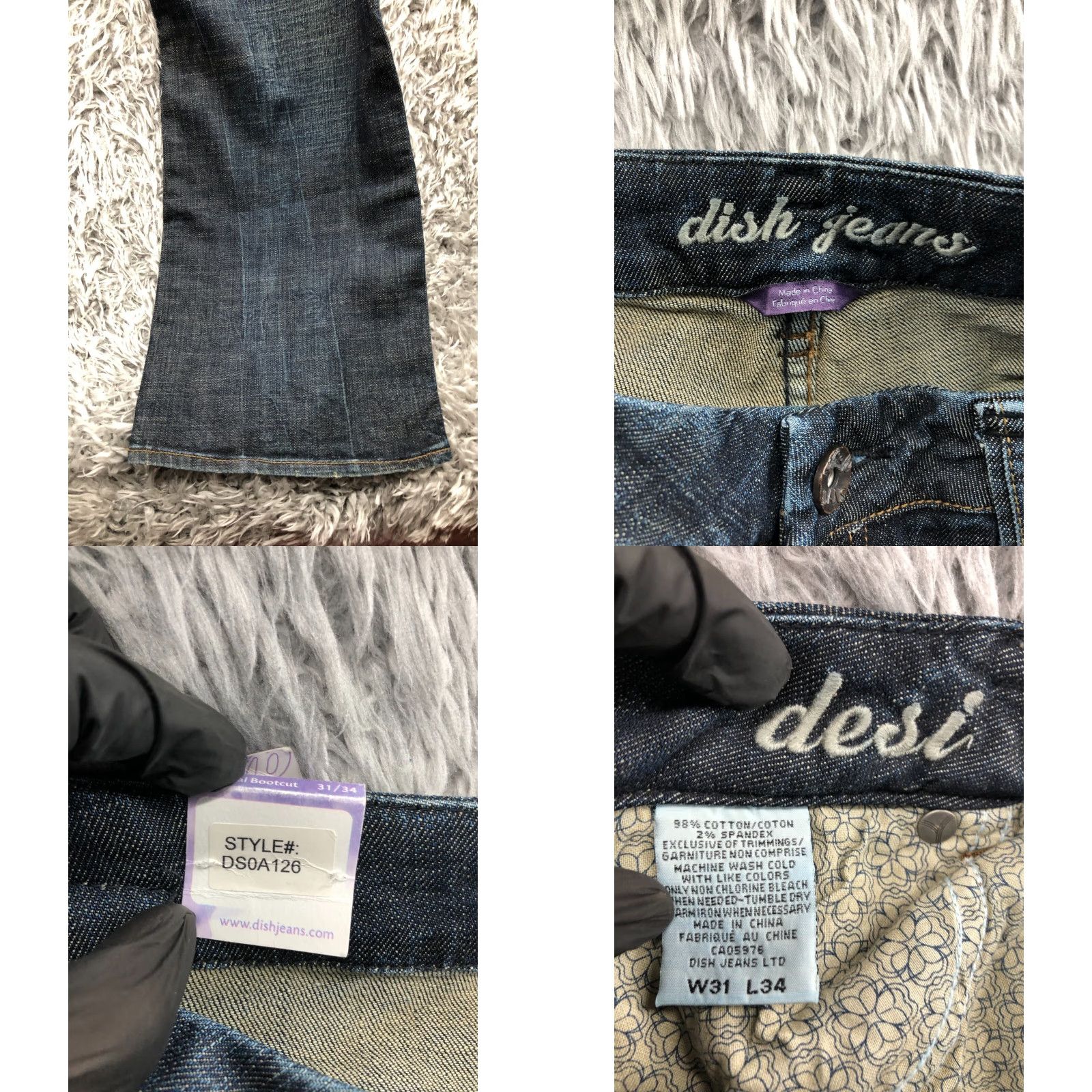 Vintage Dish Desi Boot Jeans Womens 31x34 Dark Wash Blue Size 24" / US 00 / IT 34 - 8 Thumbnail
