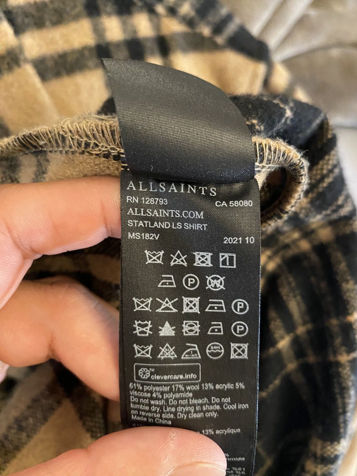 Allsaints Allsaints Statland L/S Wool Flannel Shirt Sz Medium Size US M / EU 48-50 / 2 - 6 Thumbnail