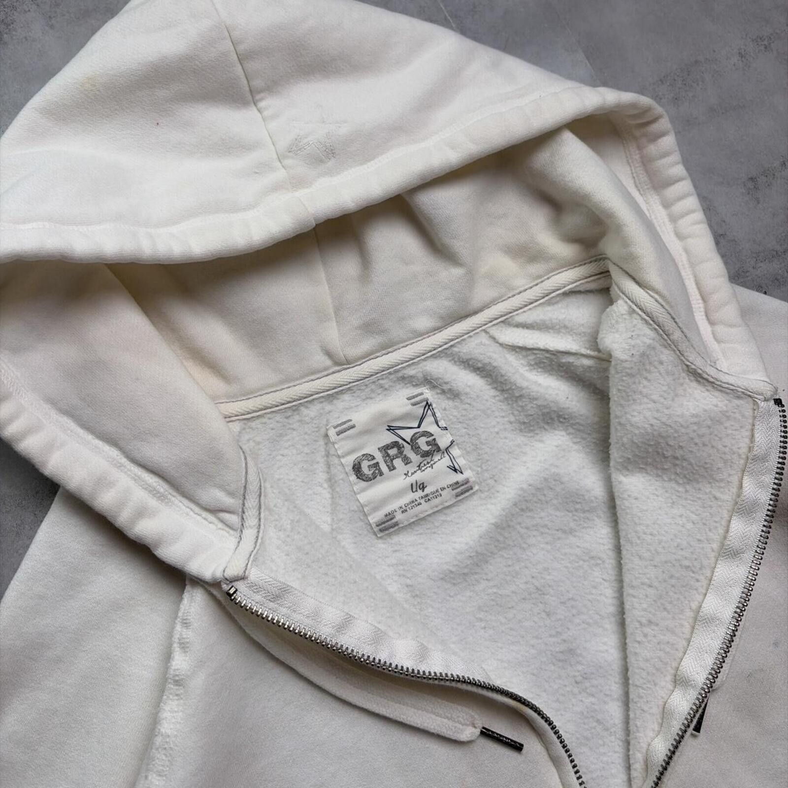 Other Y2K White GRG Grunge Floral Gothic Skater Zip Up Hoodie Size M / US 6-8 / IT 42-44 - 7 Thumbnail