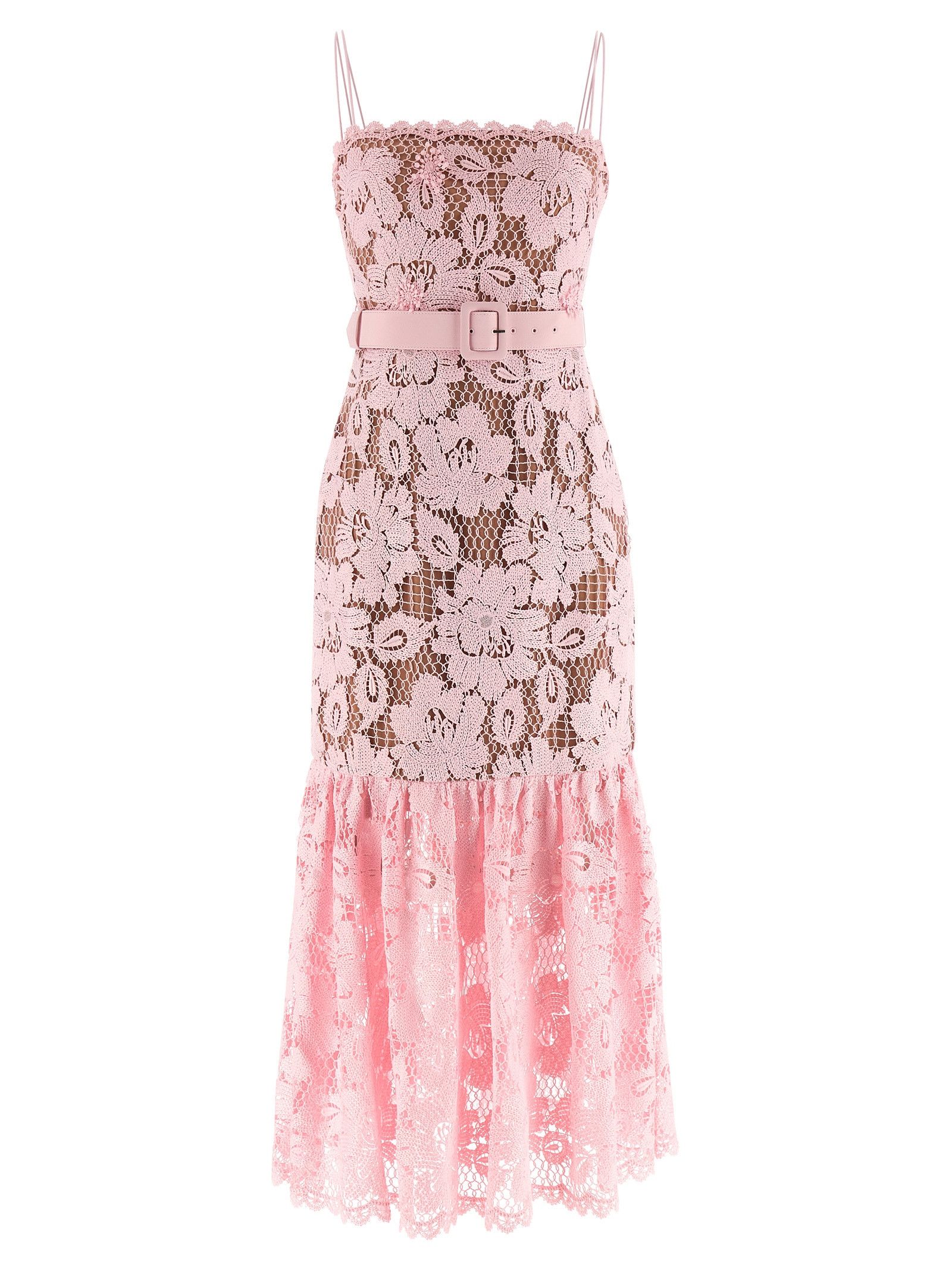 Self-Portrait 'Pink Crochet Lace Midi' dress Size S / US 4 / IT 40 - 1 Thumbnail