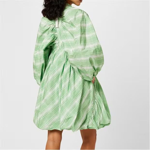 Jil Sander o1g2r1mq1024 Mini Dress in Green & White Size XS / US 0-2 / IT 36-38 - 5 Thumbnail