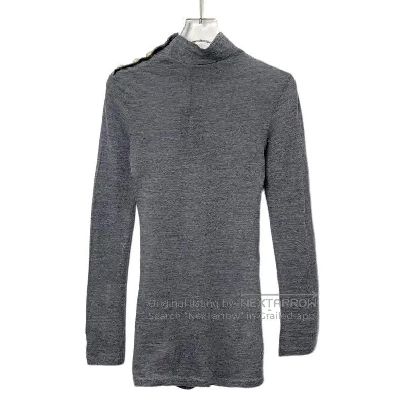 Balmain Balmain Grey Wool T-Shirt for Women . Size XS / US 0-2 / IT 36-38 - 2 Thumbnail