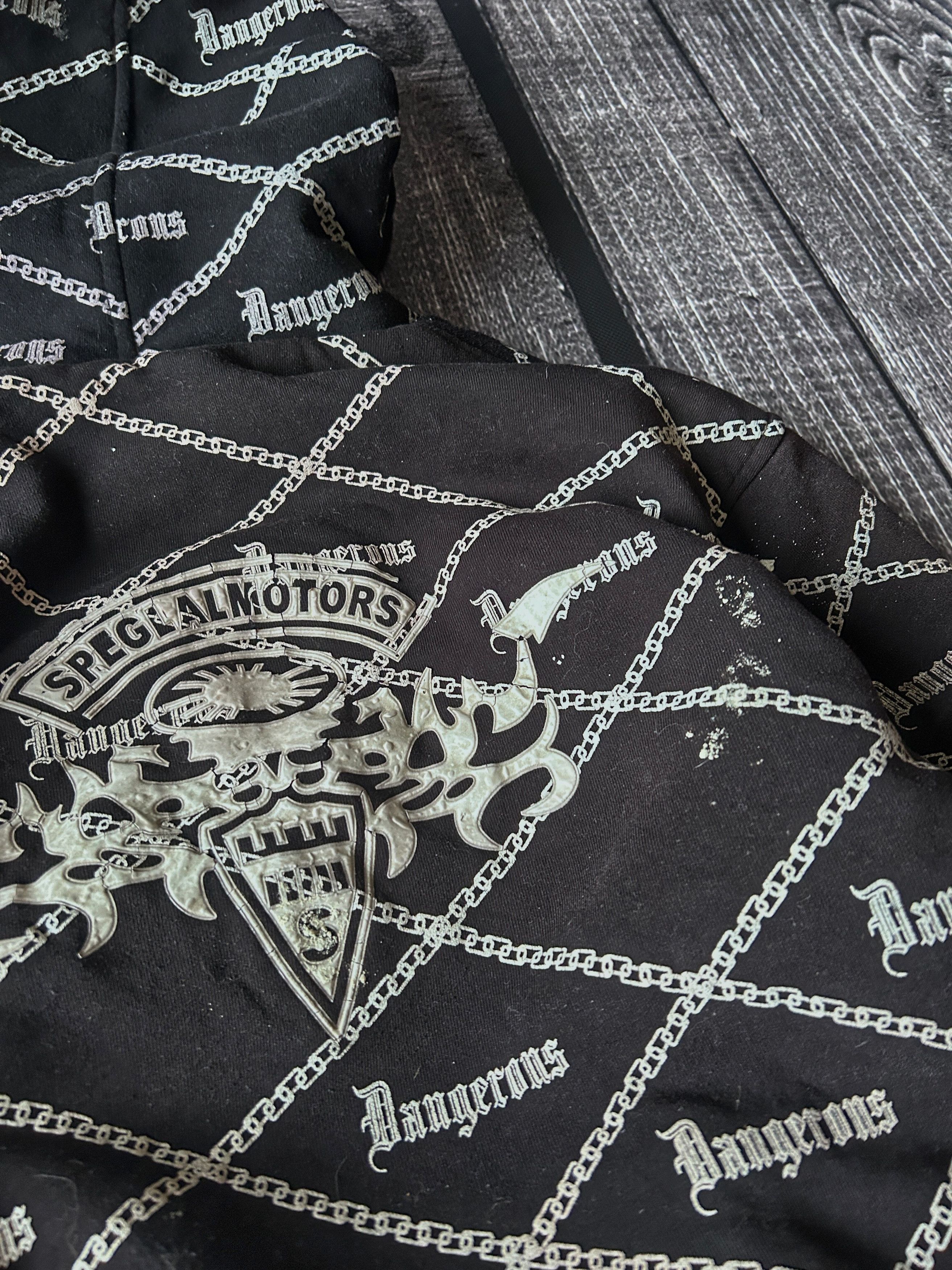 Vintage Dangerous Black All Over Print Sherpa Lined Zip Hoodie Size US M / EU 48-50 / 2 - 7 Thumbnail