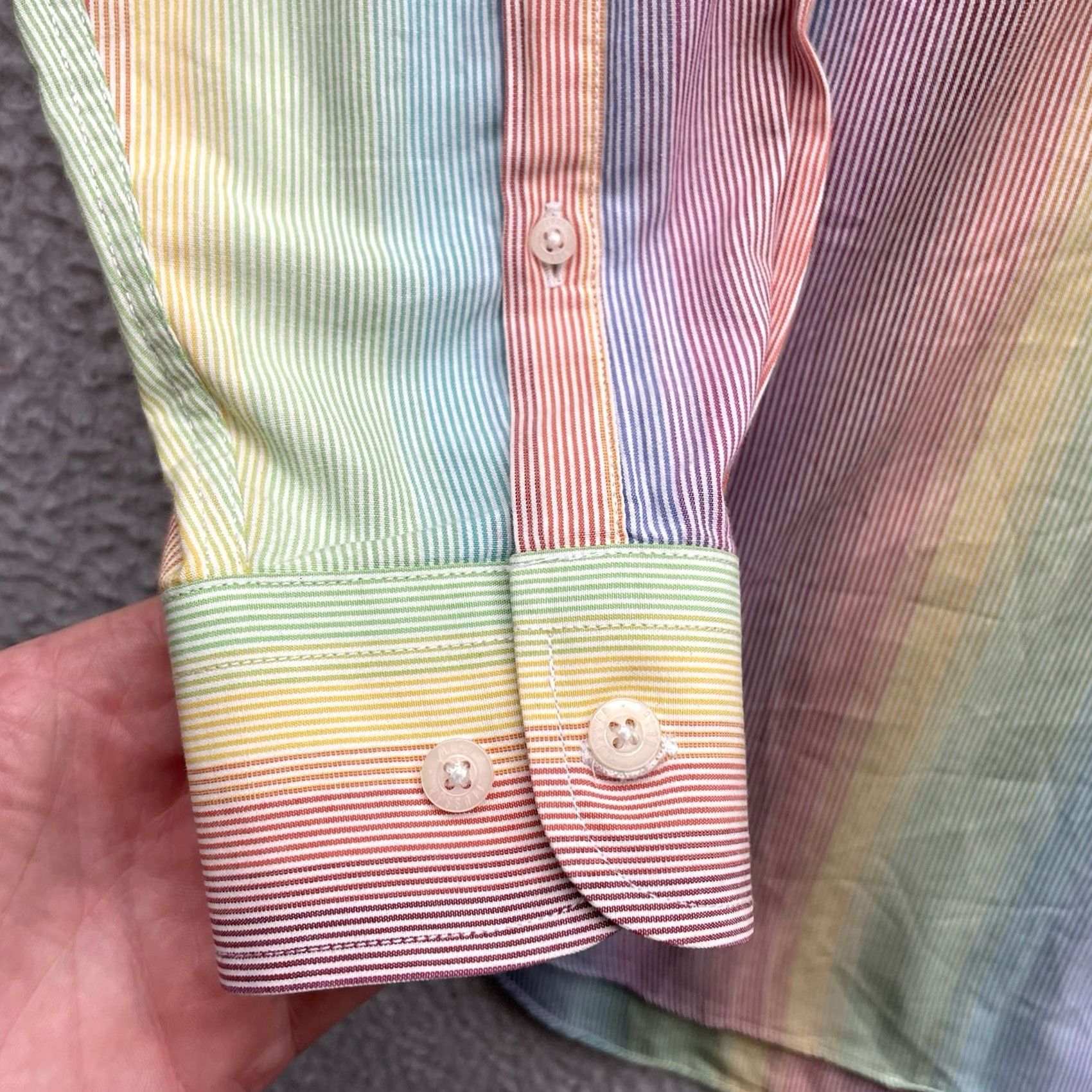 Rainbow Alan Flusser Shirt Mens L Multicolor Striped Colorful Preppy Button-Up Casual Golf Size US L / EU 52-54 / 3 - 3 Thumbnail