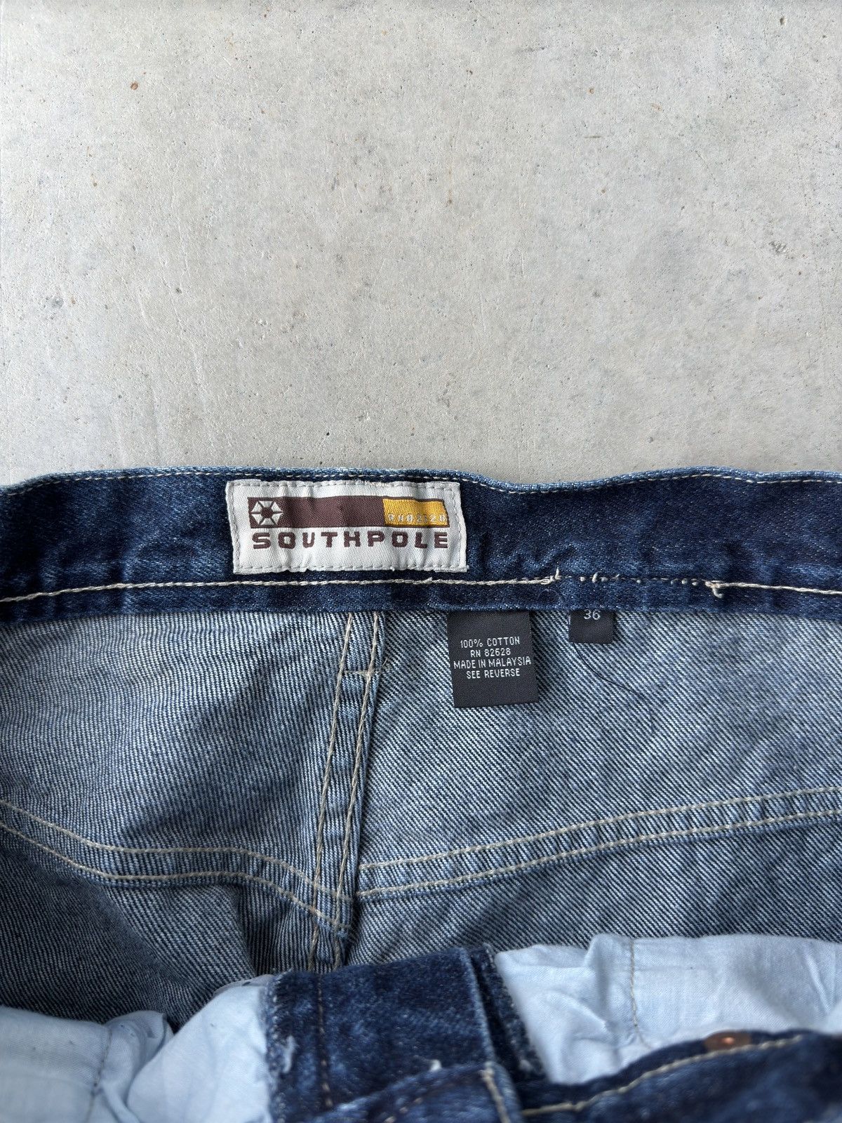 Southpole Vintage Y2K Southpole Dark Wash Embroidered Wide Leg Pants Size US 35 - 5 Thumbnail
