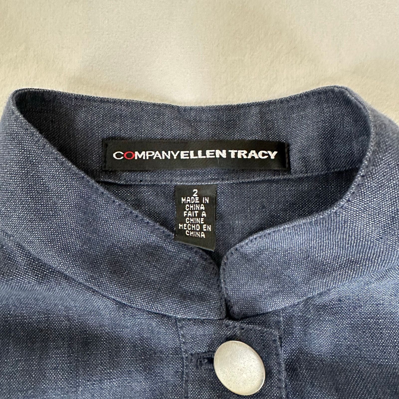 Other Navy Linen Jacket Band Collar Size 2 Company Ellen Tracy Size XS / US 0-2 / IT 36-38 - 4 Thumbnail