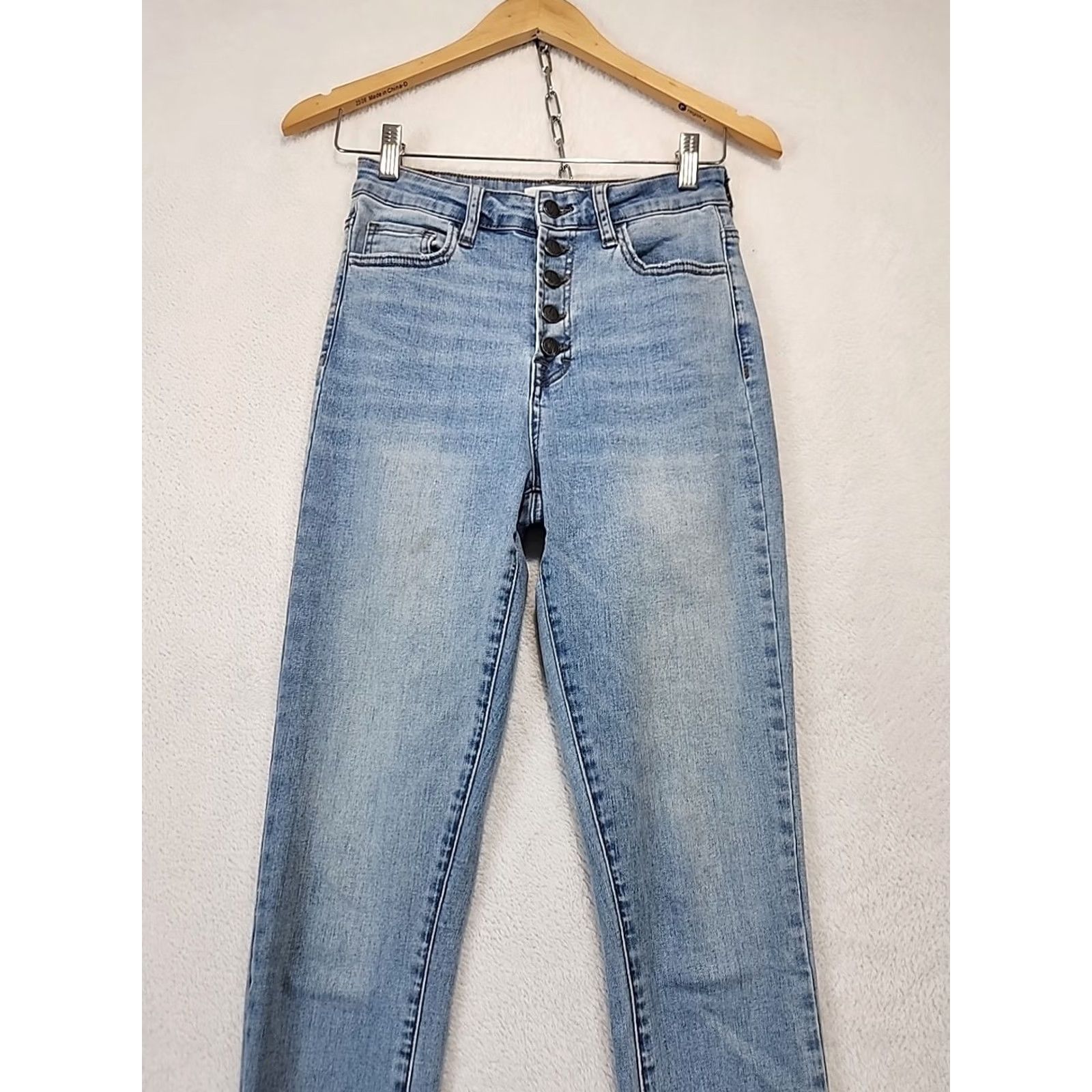 Denime VINTAGE? Jelly Jeans Mid Rise Skinny Stretch Denim Frayed Hem Womens Size 3 Ankle Jeans Blue 5-Pocket Slim N/A Size 26" / US 2 / IT 38 - 3 Thumbnail