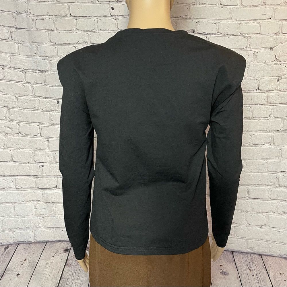 Other NWT New $128 Walter Baker Bethany Padded Shoulder Black Top Size XS / US 0-2 / IT 36-38 - 4 Thumbnail