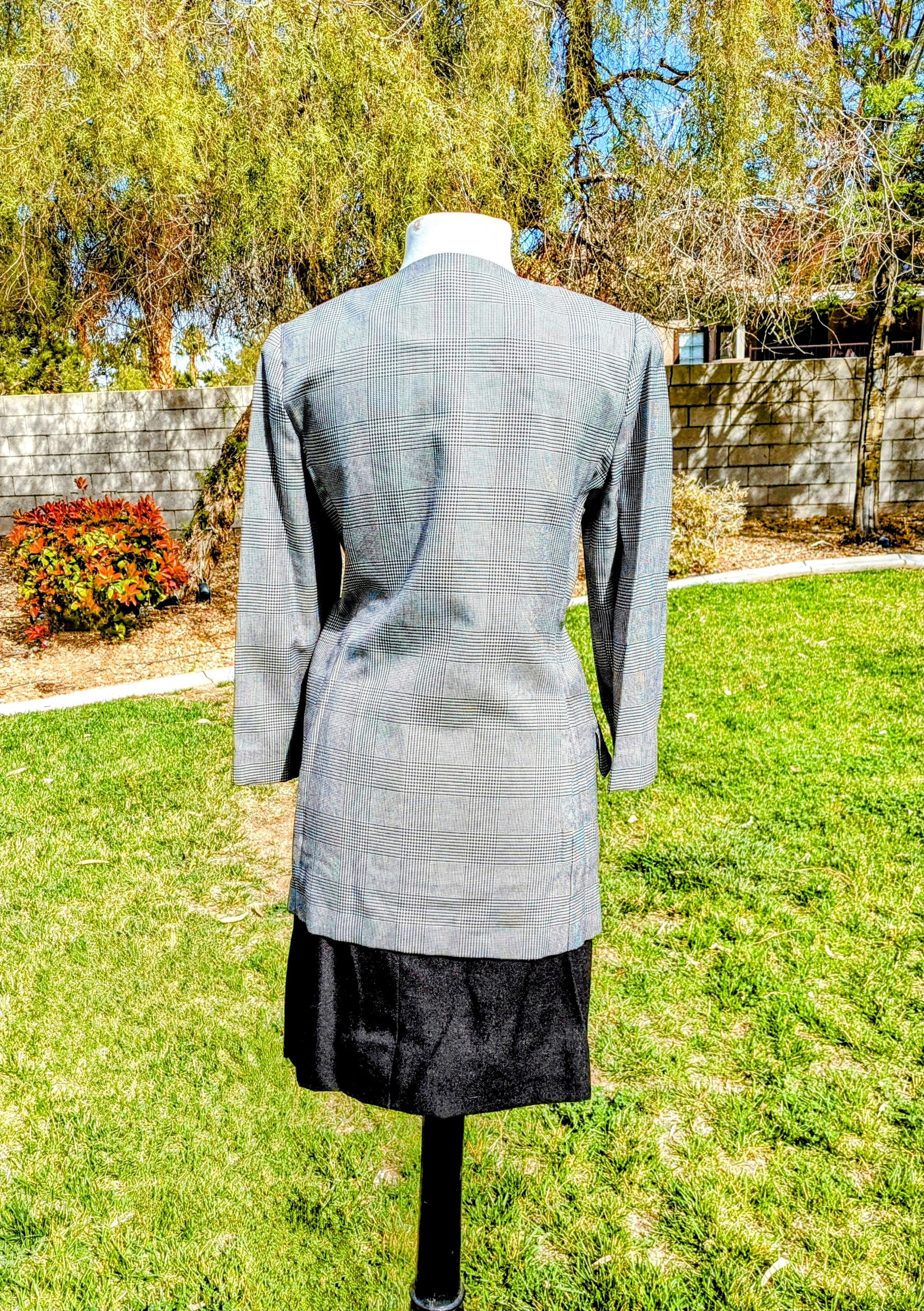 Vintage VTG Liz Claiborne Petites Houndstooth Coat+Maxi Skirt Suit Size M / US 6-8 / IT 42-44 - 4 Thumbnail