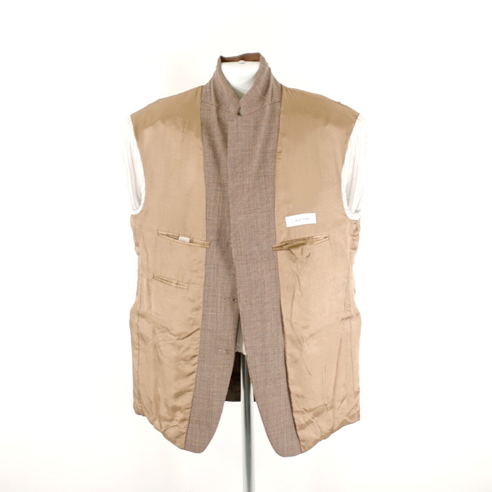 Calvin Klein Calvin Klein Brown Cream Gray Check Textured Wool Blend 3 Bu Size 44R - 12 Thumbnail