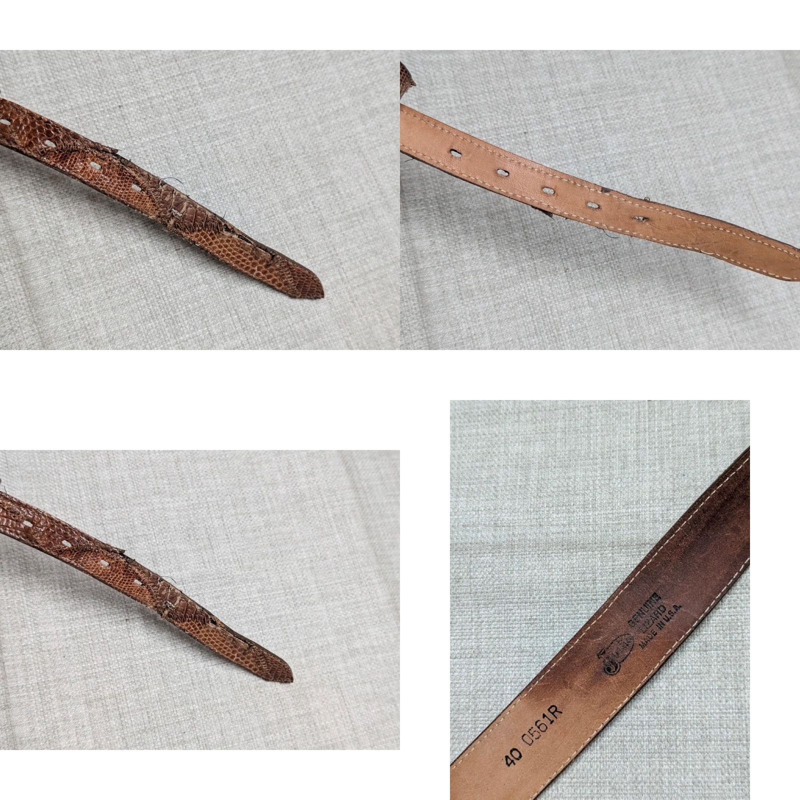 Vintage VINTAGE Justin belt USA-made Ranger Western Belt, 40, Brown, Genuine Lizard, Buckle, Ranger, Belt, Men Size 40 - 8 Thumbnail