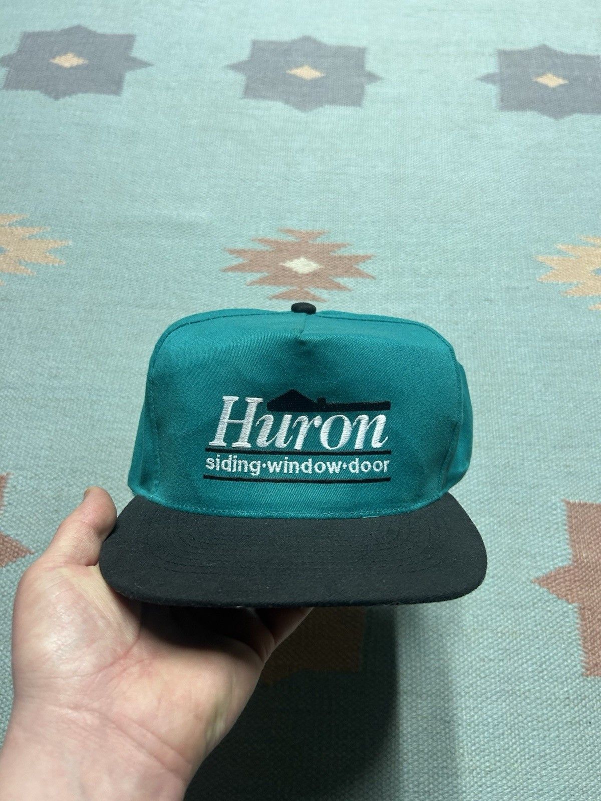 Vintage Vintage SnapBack hat Huron siding window door Michigan teal Size ONE SIZE - 2 Thumbnail