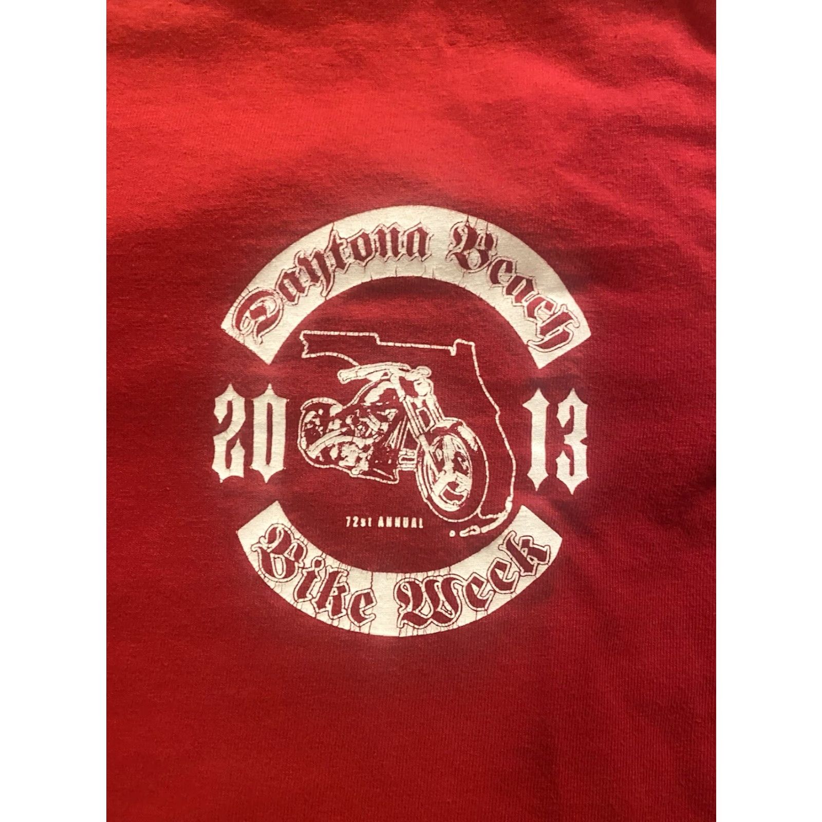 Gildan Daytona Bike Week 2013 Motorcycle Long Sleeve T Shirt Double Sided Red Men Small Size US S / EU 44-46 / 1 - 6 Thumbnail