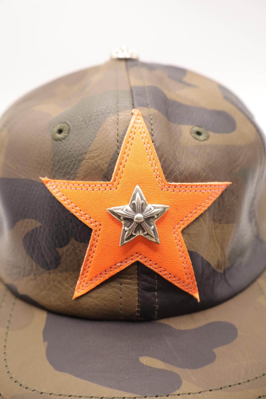 Chrome Hearts Camo Green Silver Embellished Star Patch Leather Hat Size ONE SIZE - 3 Thumbnail