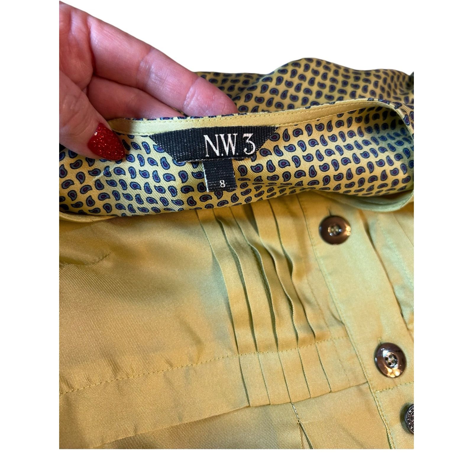 Hobbs London Rare Hobbs NW3 Silk Chartreuse Dress - Size 8 Size M / US 6-8 / IT 42-44 - 7 Thumbnail