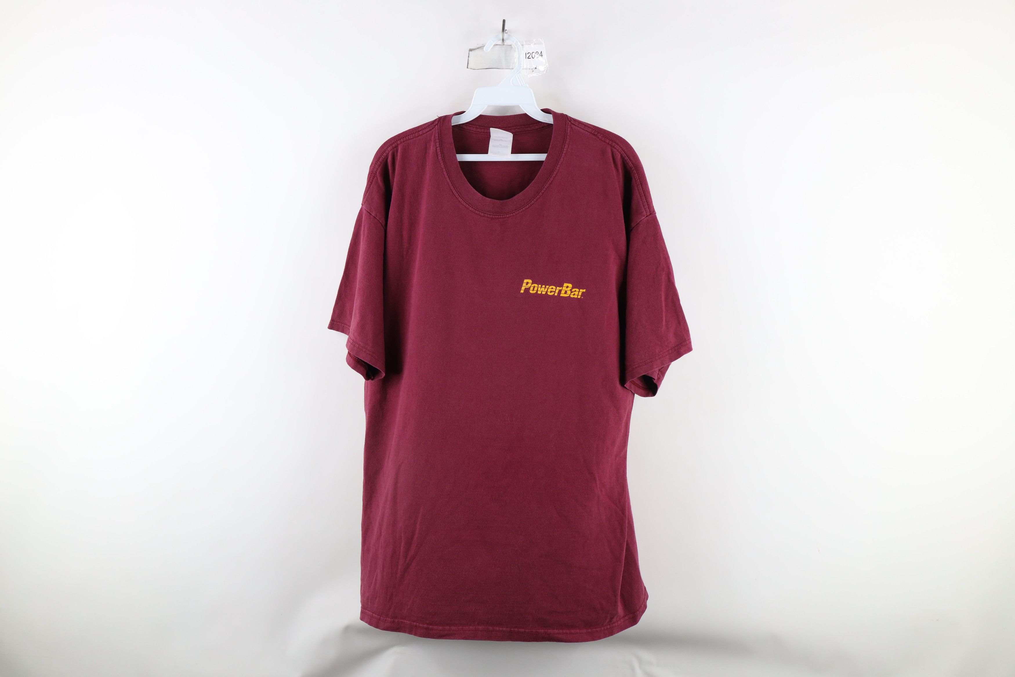 Vintage Vintage 90s Spell Out PowerBar Short Sleeve T-Shirt Burgundy Size US XL / EU 56 / 4 - 1 Thumbnail