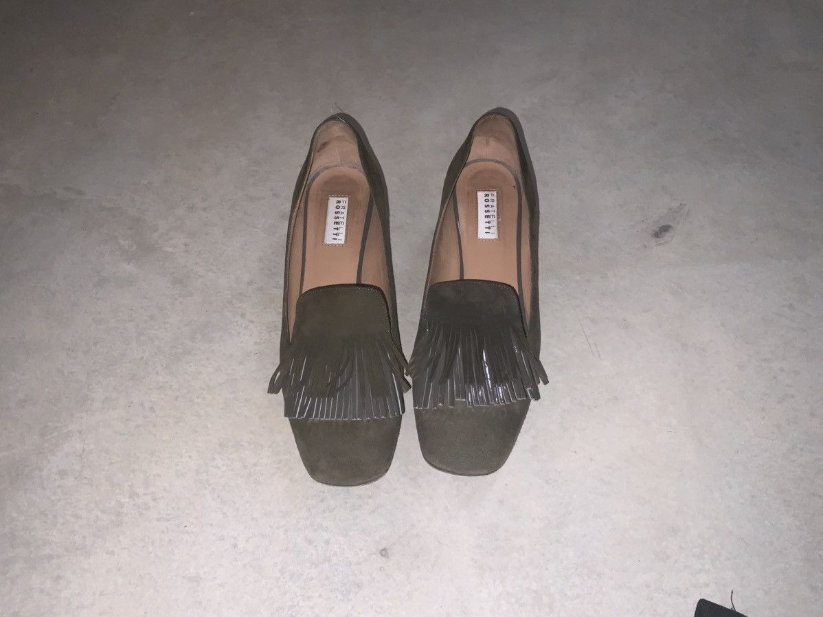 Fratelli Rossetti Olive suede fringe loafers Size US 6.5 / IT 36.5 - 1 Thumbnail