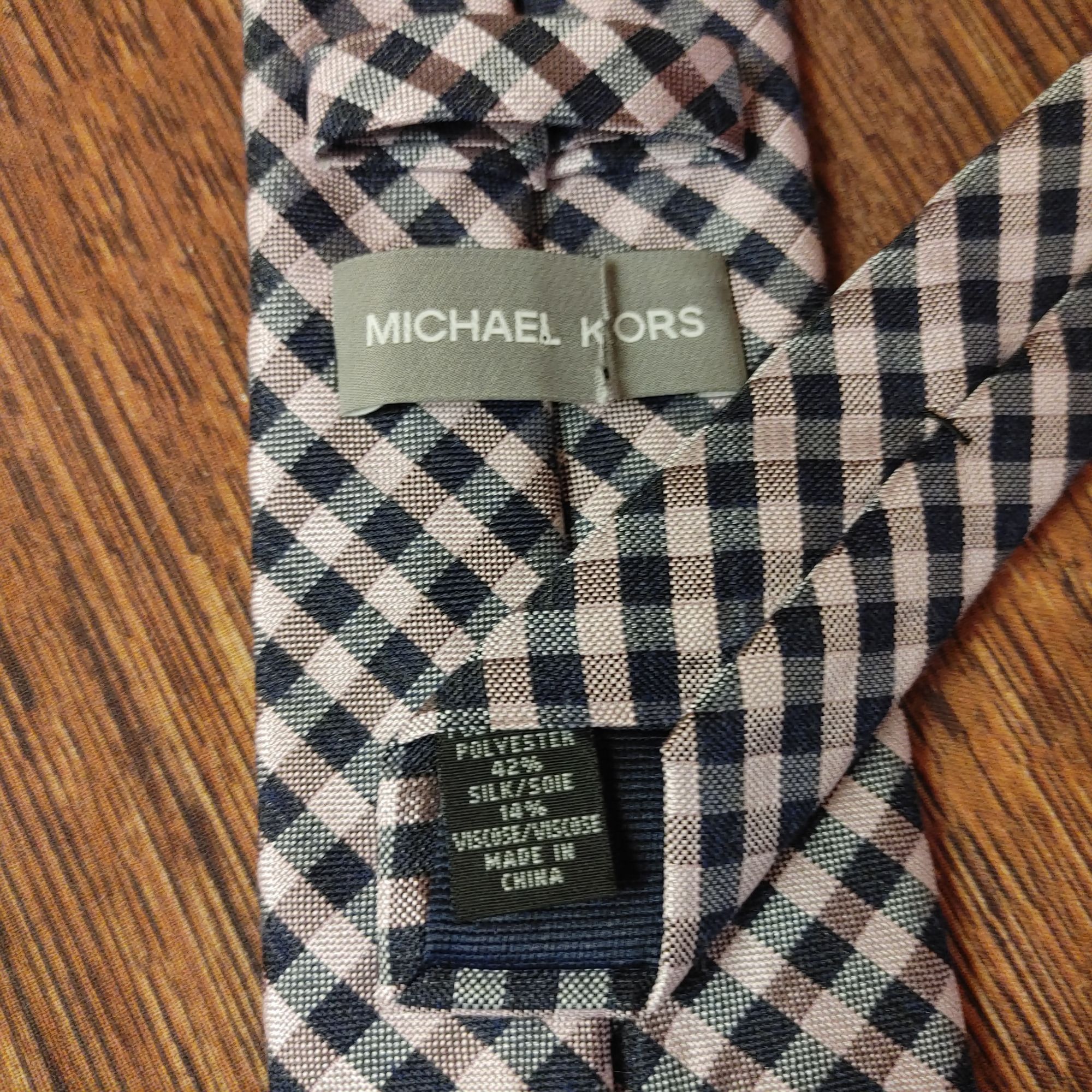 Michael Kors Michael Kors Men's Gray Checker Polyester/Silk Neck Tie Size ONE SIZE - 2 Thumbnail