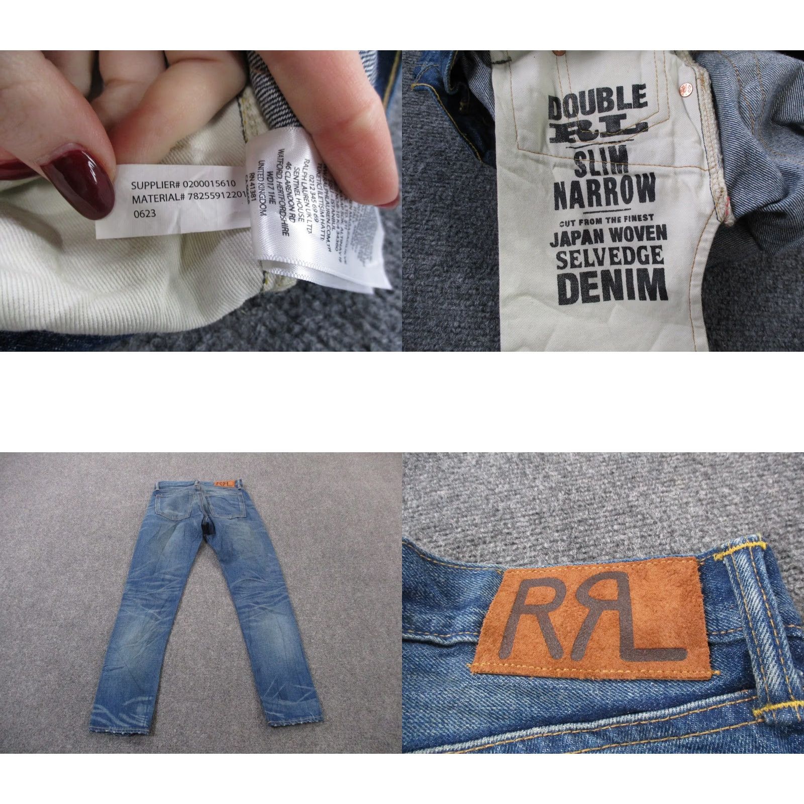 Vintage RRL Ralph Lauren Jeans Men 28 X 30 Denim Selvedge Stretch Slim Straight- 30x28 Blue Denim Jeans Mens Size US 30 / EU 46 - 9 Thumbnail
