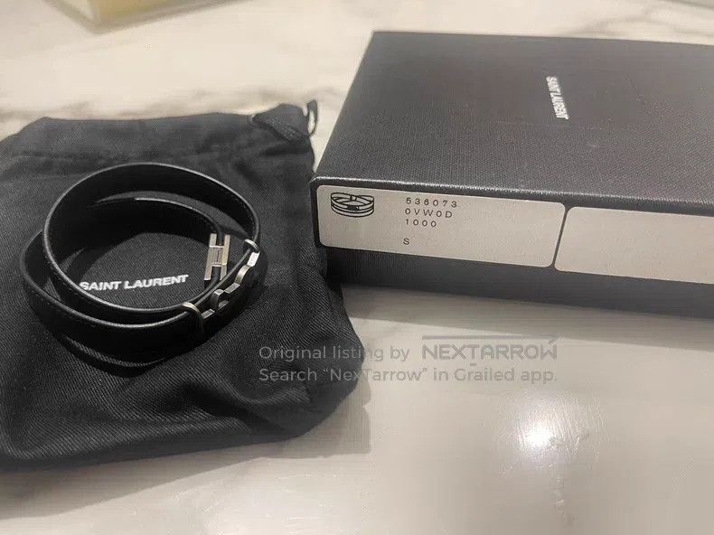 Saint Laurent Paris Saint Laurent Paris Black leather wristband Size ONE SIZE - 2 Thumbnail