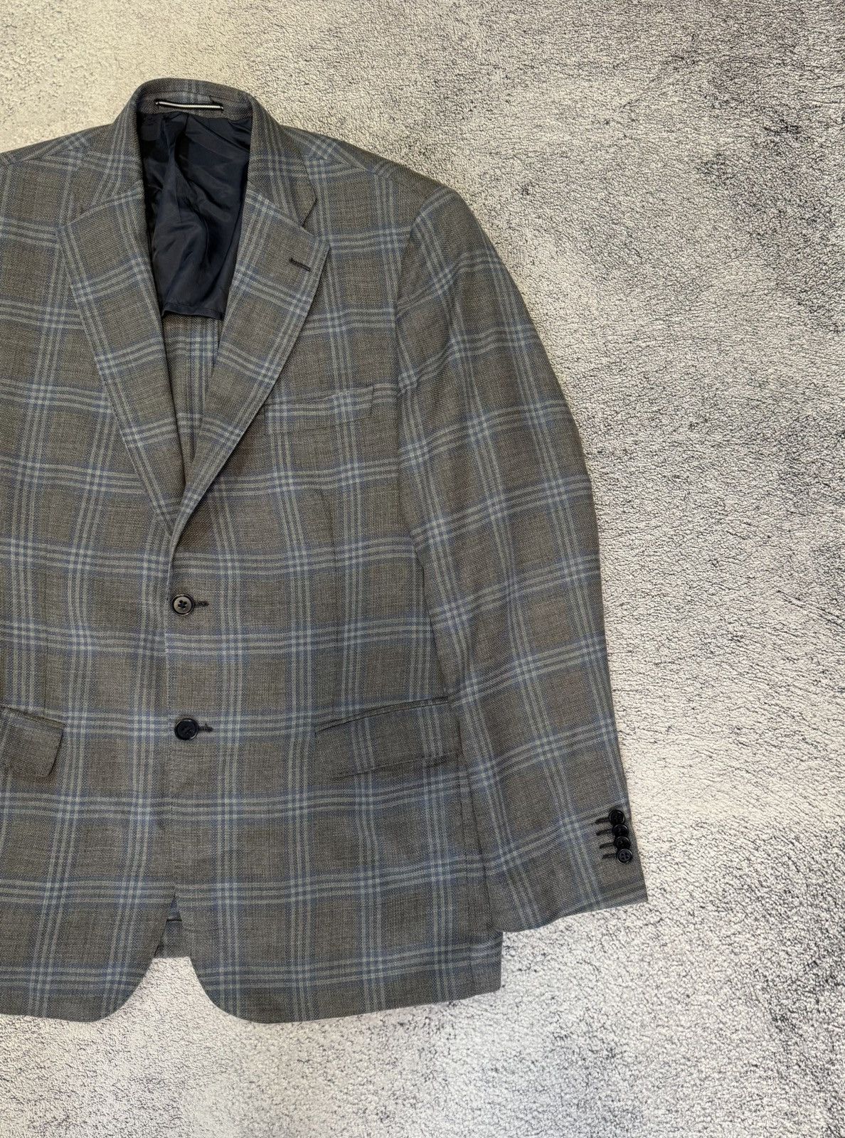 Ermenegildo Zegna Ermenegildo Zegna Blazer 54 IT Grey Check Wool Silk Jacket Size 44R - 7 Thumbnail