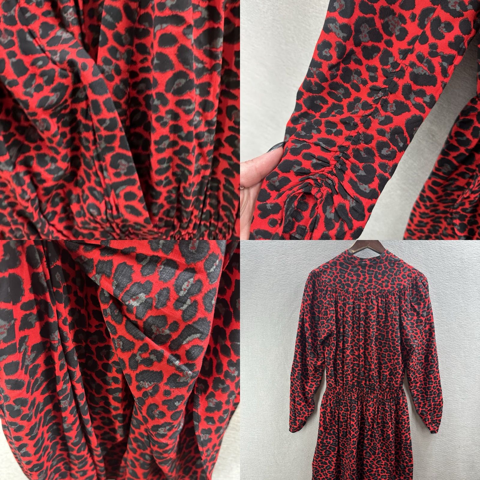 Zadig & Voltaire Zadig & Voltaire Dress Reveal Leo Womens Small Cheetah Leopard Red V-Neck Short Sleeve 90s Vintage Style Women's Dress Size S / US 4 / IT 40 - 8 Thumbnail