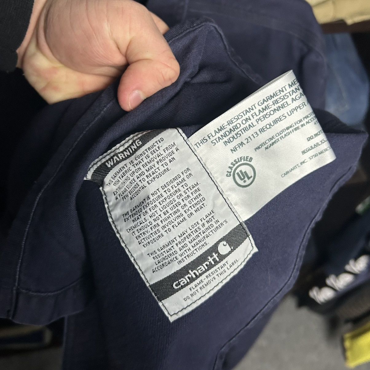 Carhartt Wip Vintage Carhartt Wip Patch Logo workwear fire denim shirt Size US XL / EU 56 / 4 - 7 Thumbnail