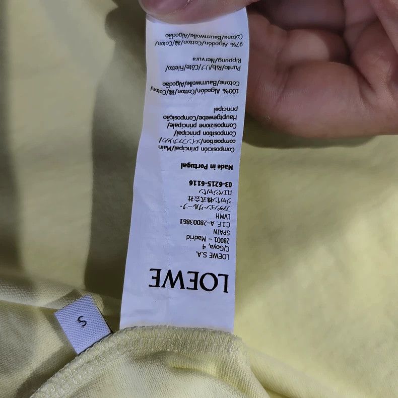 Loewe LOEWE Light yellow round collar embroidered logo short sle Size S / US 4 / IT 40 - 6 Thumbnail