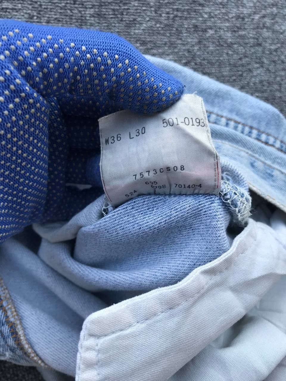 Levi's × Vintage Vintage 1993 Levis 501 distressed patchwork jean W34x29.5" Size US 33 - 12 Thumbnail