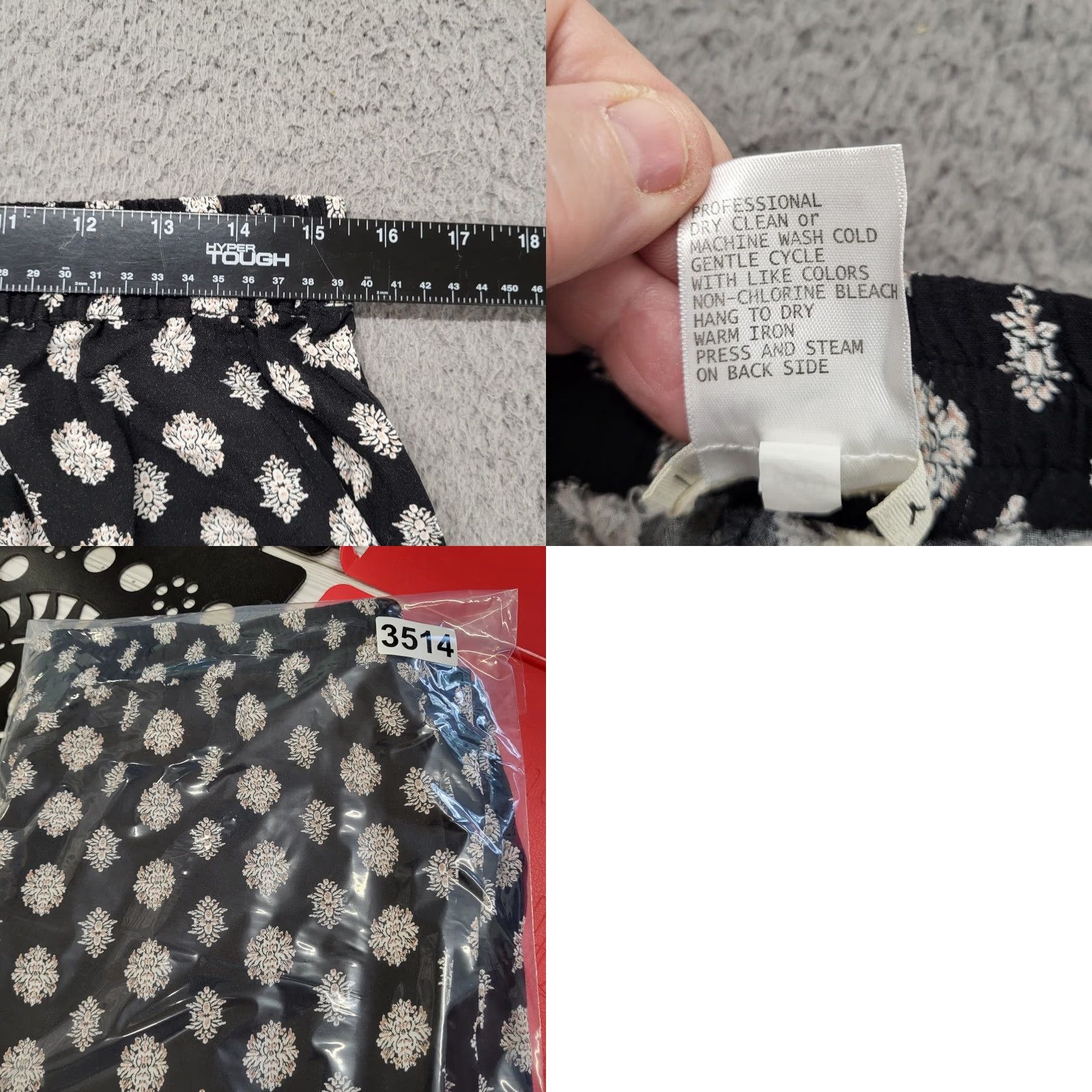 Vintage Artisan NY Pants Women's XL Black Herringbone Pattern Wide-Leg Casual Yoga Comfort Pants Womens XL Black Pattern Harem Wide Leg Size 40" / US 18 - 8 Thumbnail