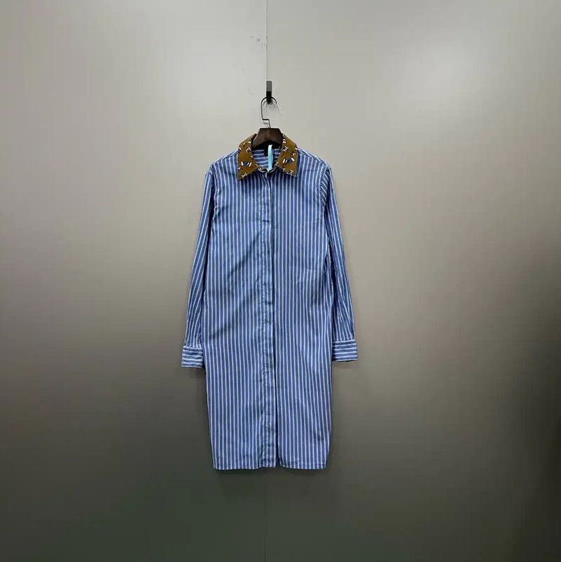 Louis Vuitton Louis Vuitton Summer Blue Striped Long Dress 0089 Size M / US 6-8 / IT 42-44 - 1 Thumbnail
