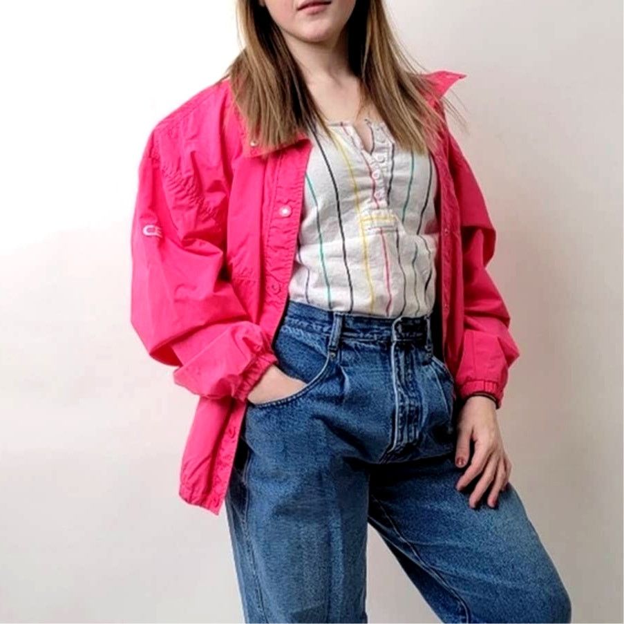 Vintage Vintage 1989 Neon Pink Light Bomber Track Jacket Size M / US 6-8 / IT 42-44 - 6 Thumbnail
