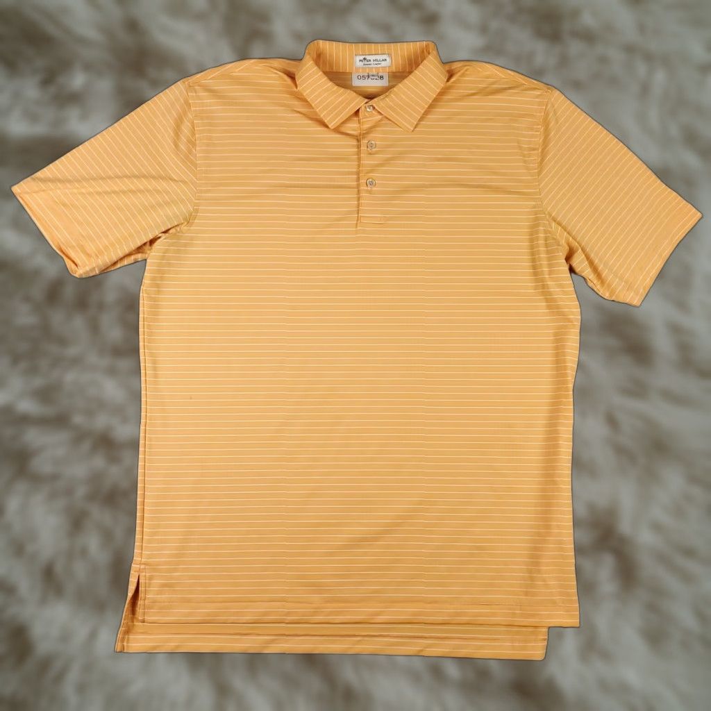Peter Millar Peter Millar Polo Shirt Mens Large Orange Striped Summer Comfort Golf Size US L / EU 52-54 / 3 - 1 Thumbnail
